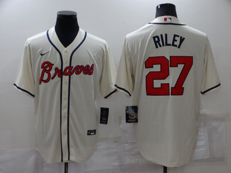 Men Atlanta Braves 27 Riley Cream Game Nike 2022 MLB Jersey